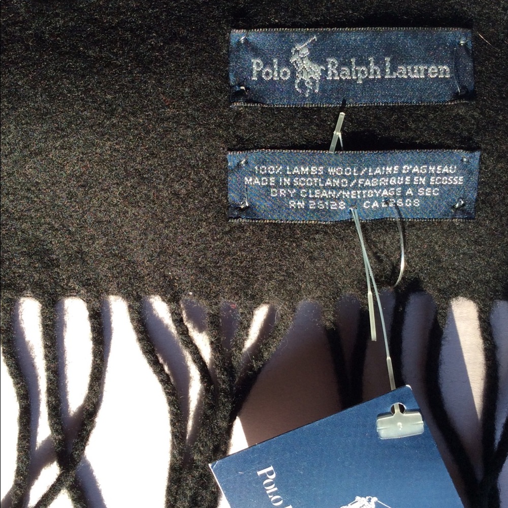 Ralph LAUREN wrap SCARF (unisex) black NWT - Picture 3 of 7